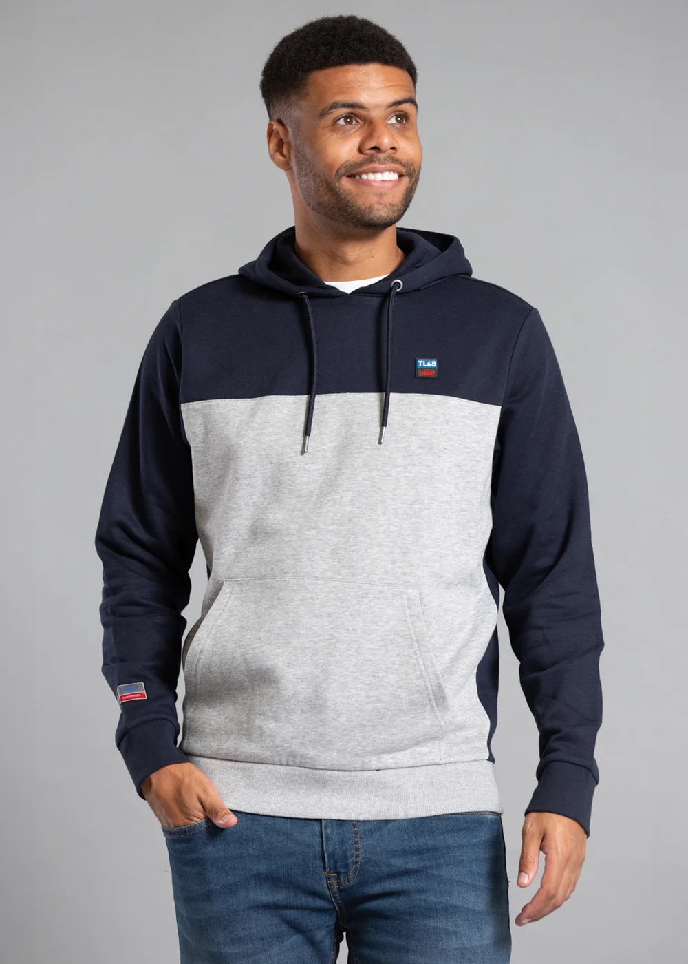 Tokyo Laundry Navy Cotton Blend Colourblock Two Tone Hoody - S Image 1