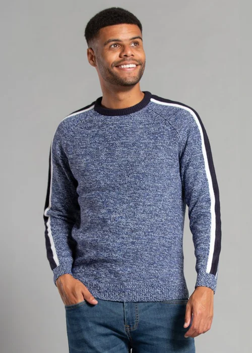 Tokyo Laundry Blue Crew Neck Jumper with Contrast Sleeve - S Image 1