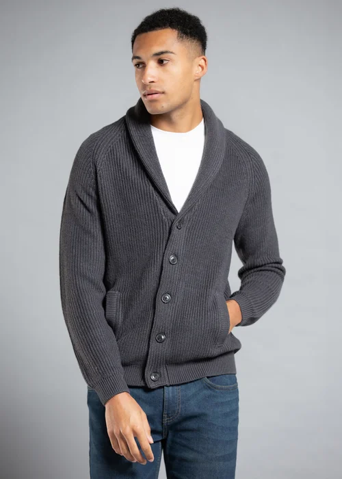 Tokyo Laundry Charcoal Shawl Neck Ribbed Cardigan - S Image 3