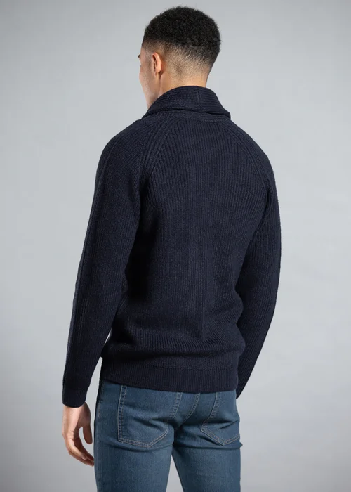 Tokyo Laundry Navy Shawl Neck Ribbed Cardigan - S Image 2