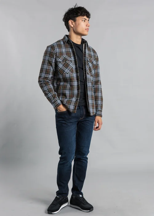 Tokyo Laundry Khaki Cotton Flannel Shirt with Checked Print - S Image 4
