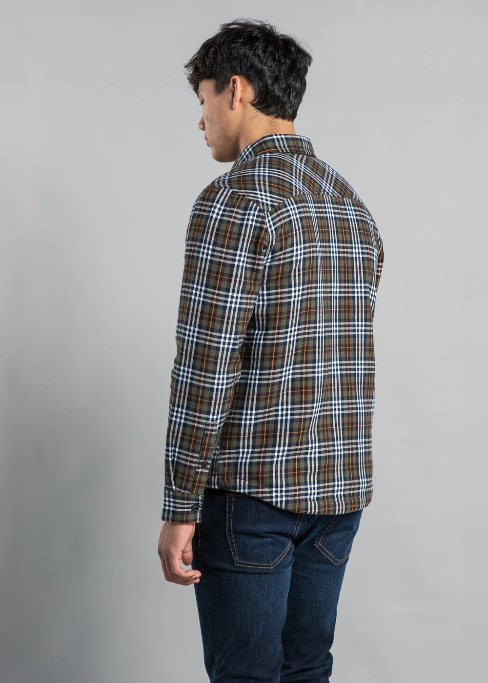 Tokyo Laundry Khaki Cotton Flannel Shirt with Checked Print - S Image 2