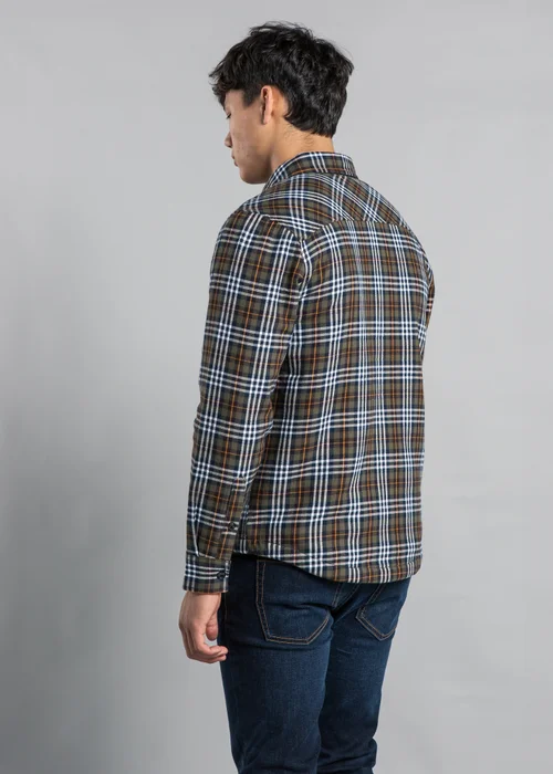 Tokyo Laundry Khaki Cotton Flannel Shirt with Checked Print - S Image 2