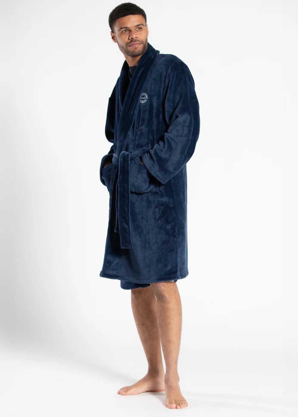 Tokyo Laundry Blue Plush Shawl Collar Dressing Gown - Large Image 2