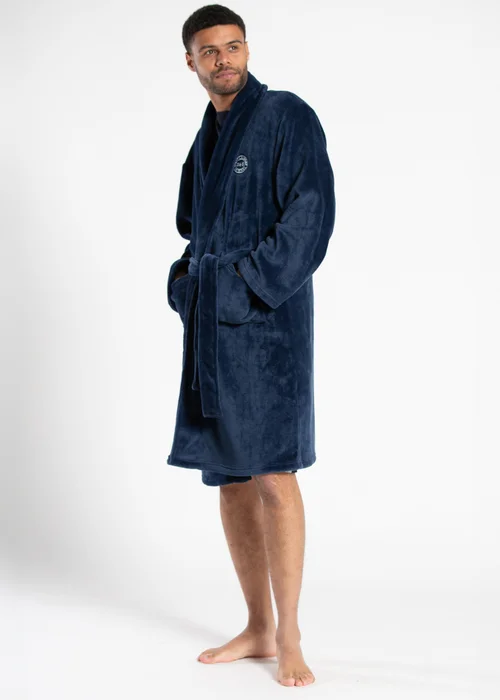 Tokyo Laundry Blue Plush Shawl Collar Dressing Gown - Large Image 2