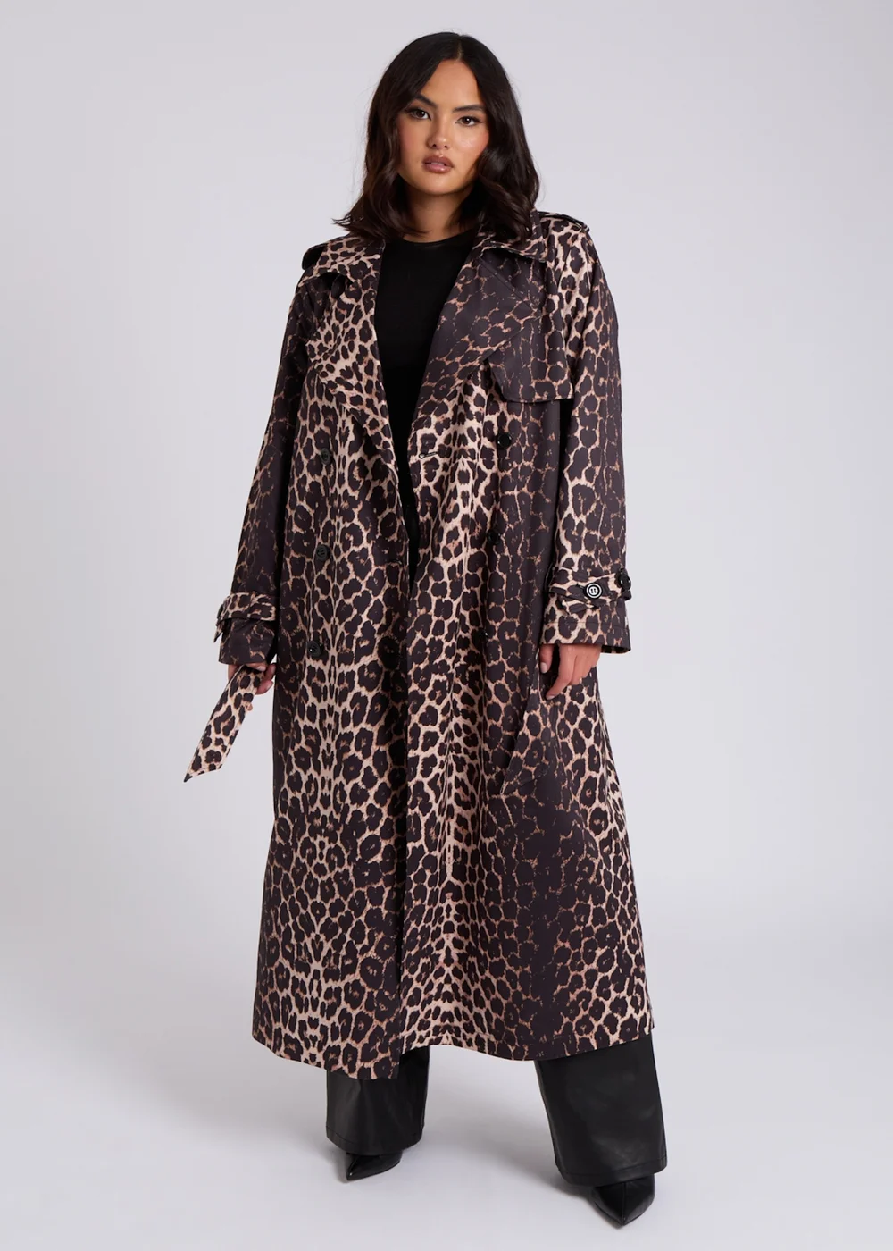 Urban Bliss Brown Leopard Print Trench - 12 Image 4