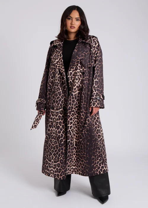 Urban Bliss Brown Leopard Print Trench - 12 Image 4