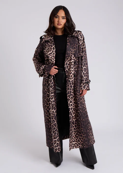 Urban Bliss Brown Leopard Print Trench - 12 Image 1