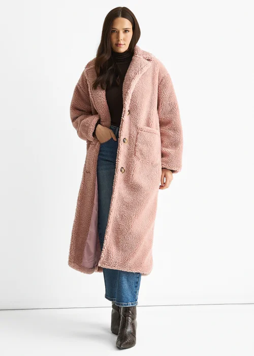 Gini London Blush Longline Teddy Coat - S/M Image 1