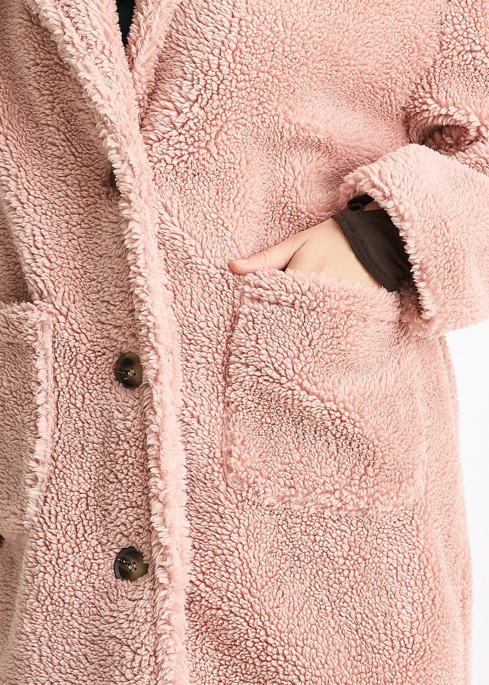 Gini London Blush Longline Teddy Coat - S/M Image 3