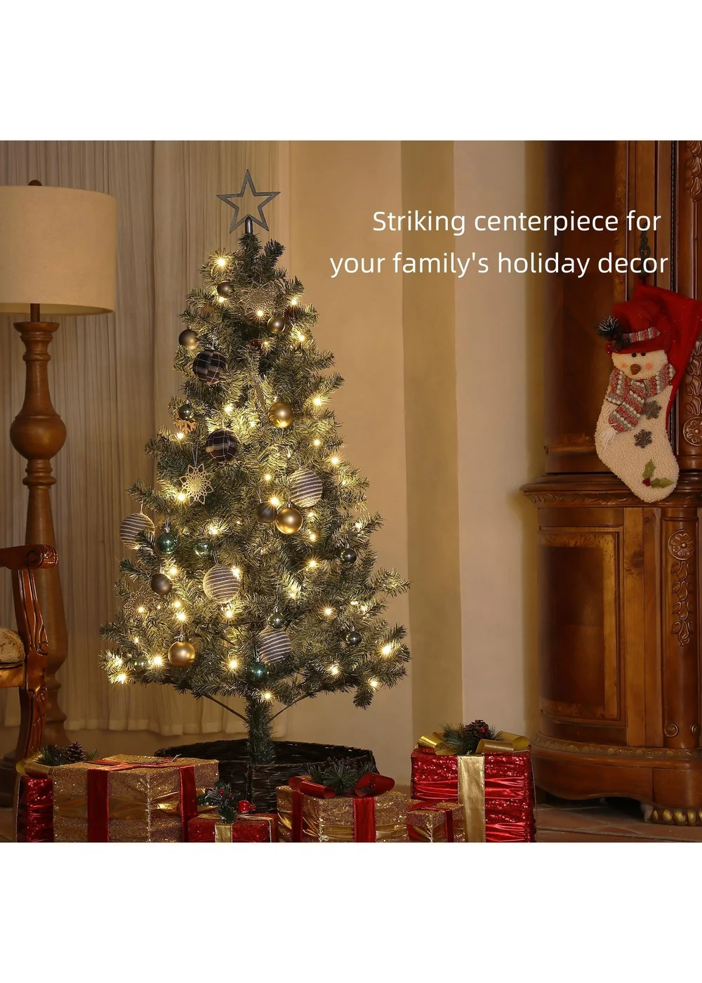 HOMCOM Blue Artificial Christmas Tree with LED Lights and Blue Decorations - Medium Image 4