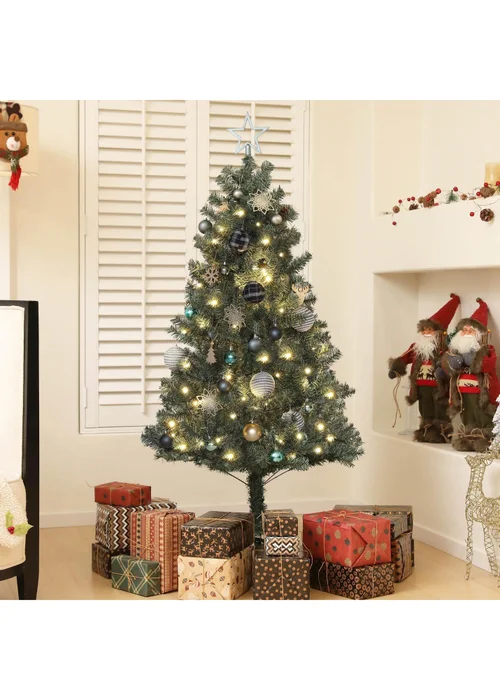 HOMCOM Blue Artificial Christmas Tree with LED Lights and Blue Decorations - Medium Image 2