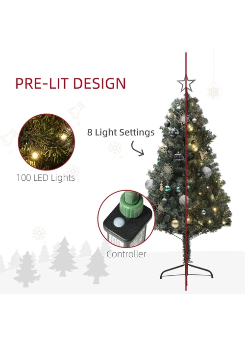 HOMCOM Blue Artificial Christmas Tree with LED Lights and Blue Decorations - Medium Image 5