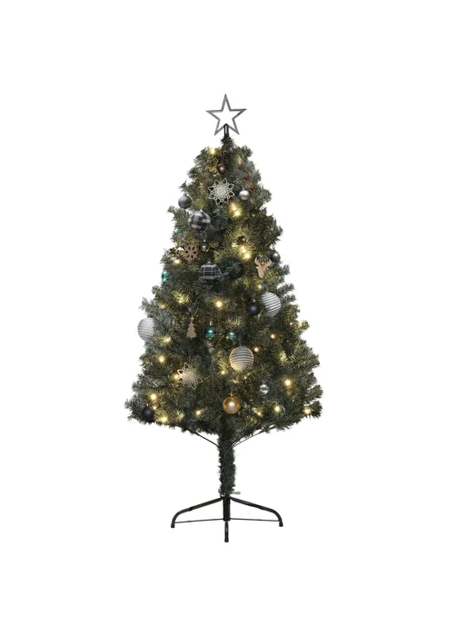 HOMCOM Blue Artificial Christmas Tree with LED Lights and Blue Decorations - Medium Image 1
