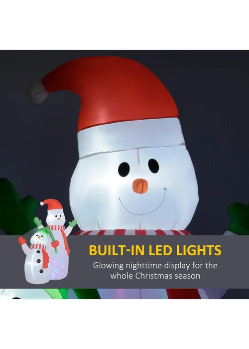 Outsunny White Christmas Inflatable Snowman with Rotating Colorful LED Light - One Size Image 4