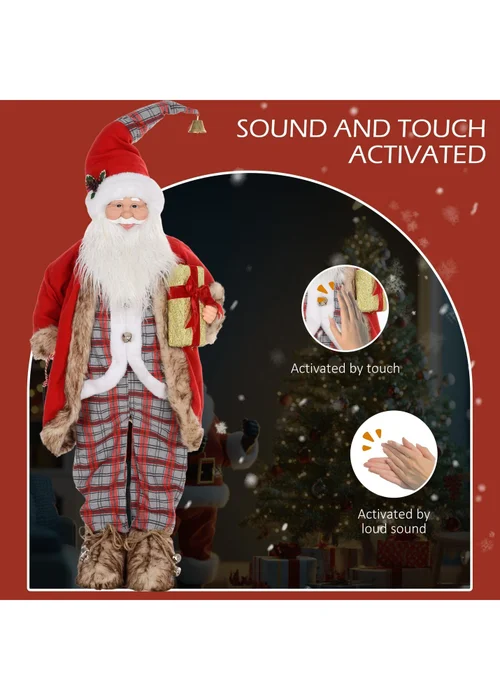 HOMCOM Red Animated Life Size Santa Claus with Sound Activated - One Size Image 4