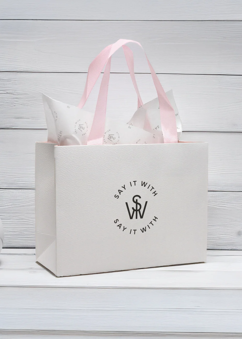 Say It With White Gift Bag - One Size Image 3