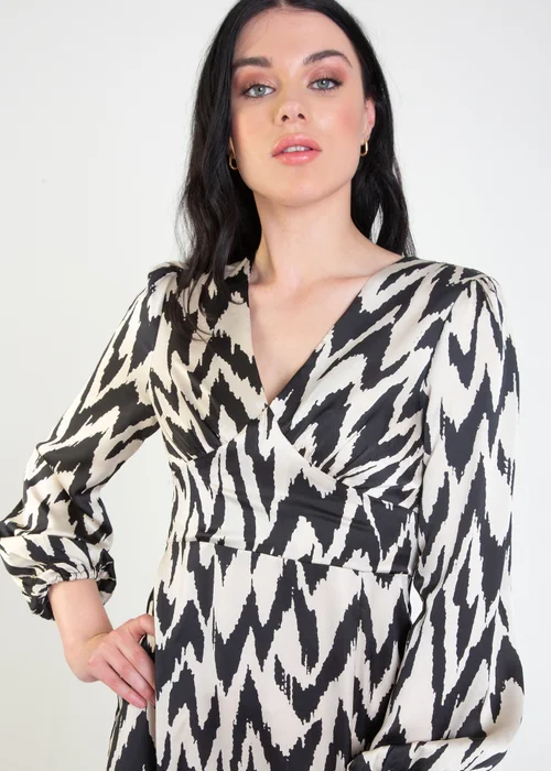 Gini London Mono Zigzag Printed Midi Dress - 8 Image 3