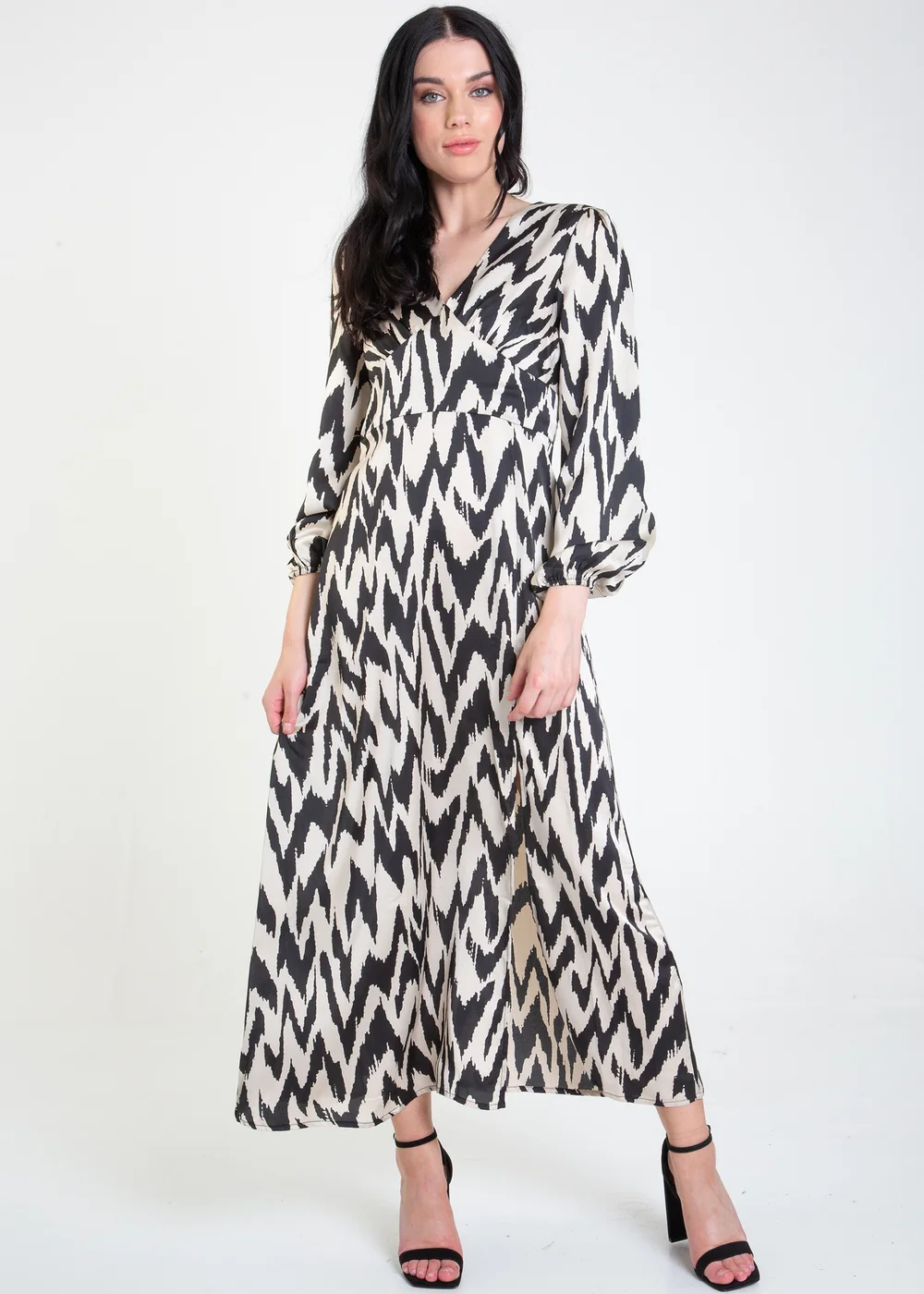 Gini London Mono Zigzag Printed Midi Dress - 8 Image 1