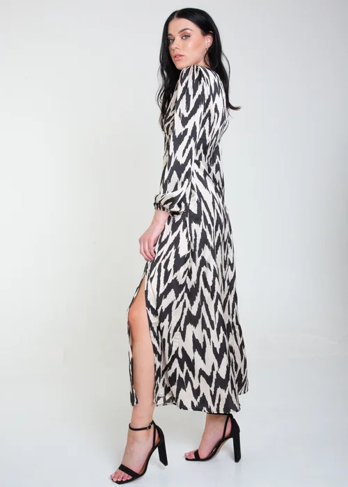 Gini London Mono Zigzag Printed Midi Dress - 8 Image 4