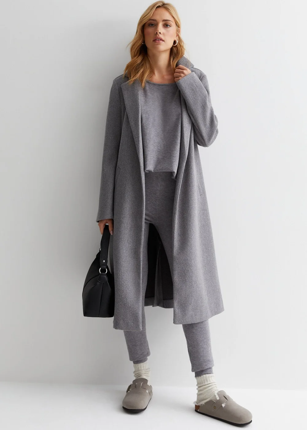 Gini London Grey Brushed Cotton Crew Neck Oversized Top - Small/Medium Image 4