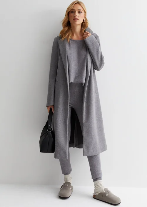 Gini London Grey Brushed Cotton Crew Neck Oversized Top - Small/Medium Image 4