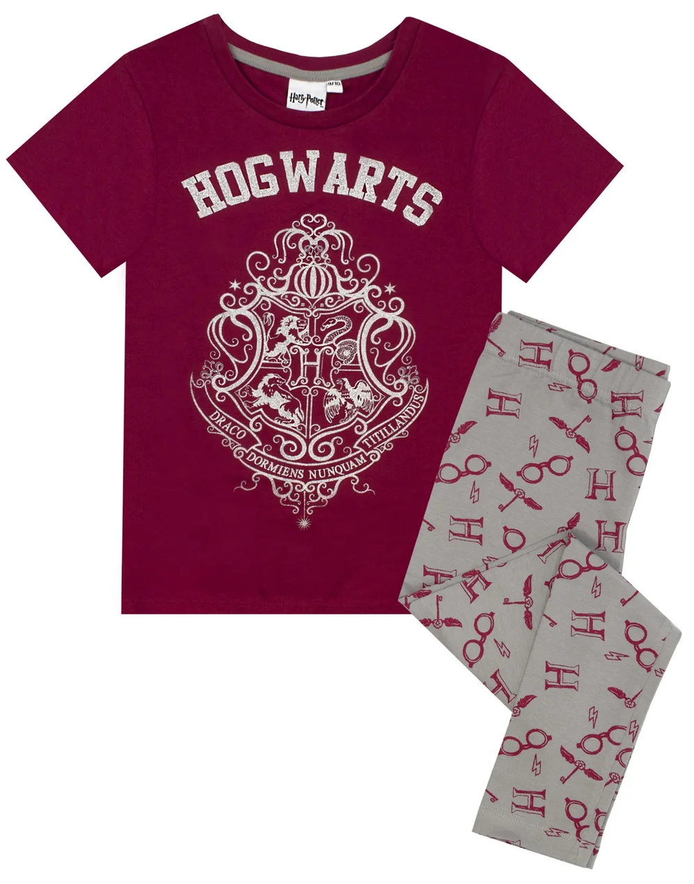 Vanilla Underground Harry Potter Girls Purple Hogwarts Crest Pyjama Set (5 - 14 Years) - 11-12 Yrs Image 1