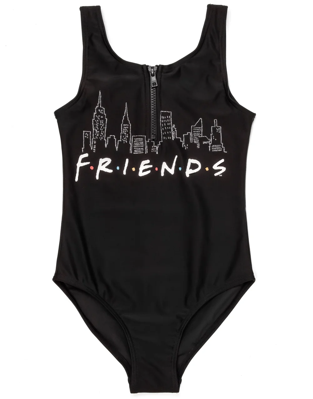 Vanilla Underground Friends Girls Black Swimming Costume (7-15yrs) - Age 11-12 Years Image 1