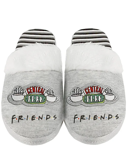 Vanilla Underground Friends Girls Grey Central Perk Graphic Mule Slippers (1 - 4 Older) - 2 Infants Image 2
