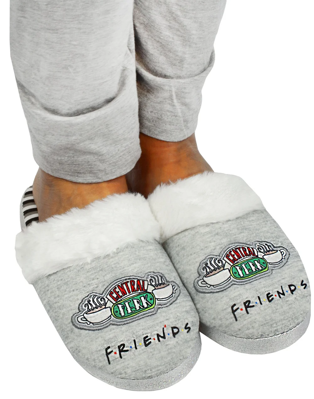 Vanilla Underground Friends Girls Grey Central Perk Graphic Mule Slippers (1 - 4 Older) - 2 Infants Image 1