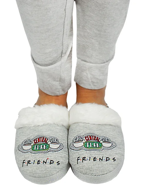 Vanilla Underground Friends Girls Grey Central Perk Graphic Mule Slippers (1 - 4 Older) - 2 Infants Image 4