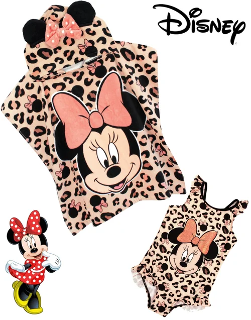 Disney Pink Minnie Mouse Poncho Towel & Swimming Costume Set (18mths-8yrs) - 18 - 24 Months Image 4