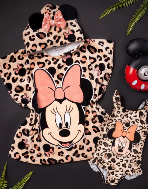 Disney Pink Minnie Mouse Poncho Towel & Swimming Costume Set (18mths-8yrs) - 18 - 24 Months Image 2