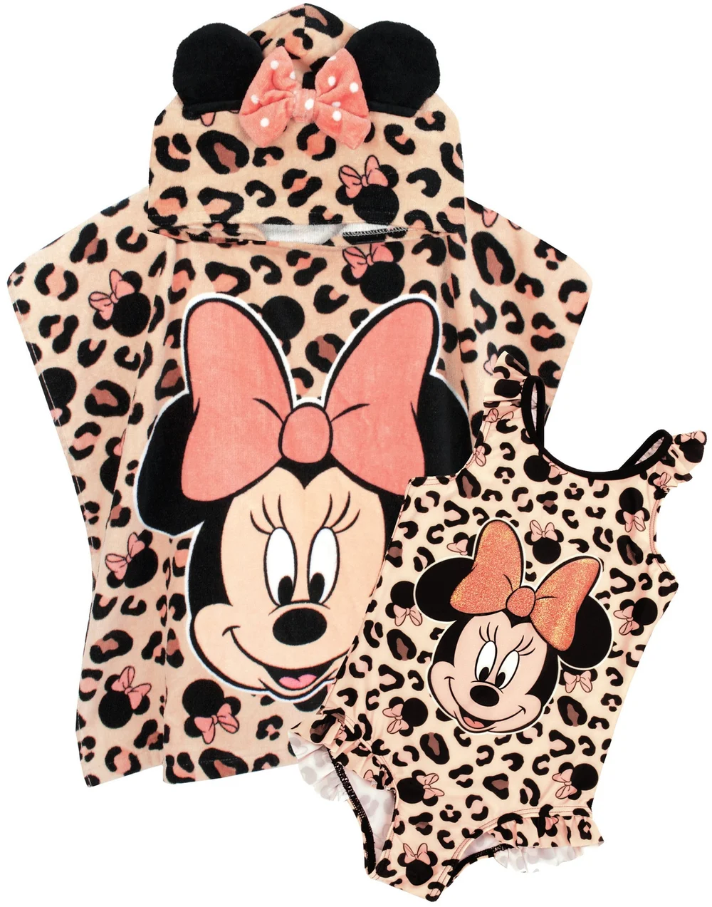 Disney Pink Minnie Mouse Poncho Towel & Swimming Costume Set (18mths-8yrs) - 18 - 24 Months Image 1