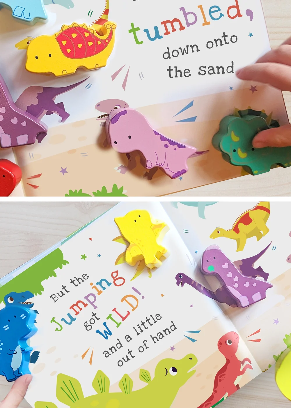 Personalised Memento Company Green Dinosaur Book & Stacking Toy - One Size Image 3