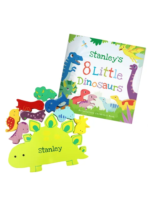 Personalised Memento Company Green Dinosaur Book & Stacking Toy - One Size Image 2