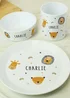 Personalised Memento Company Safari Animals Plastic White Childrens Breakfast Set - One Size Image 1