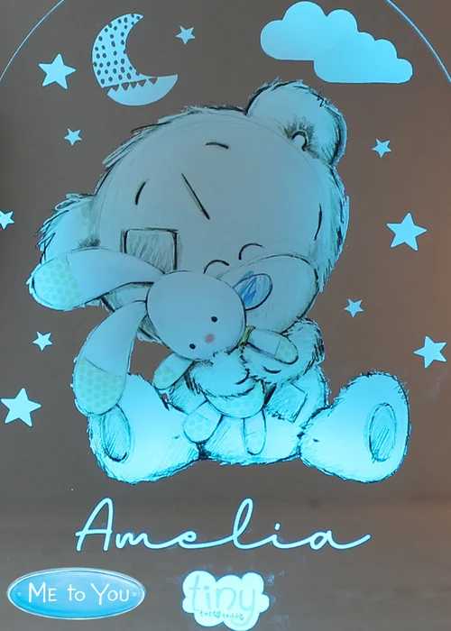 Personalised Memento Company Tiny Tatty Teddy Wooden Based LED Light - One Size Image 2