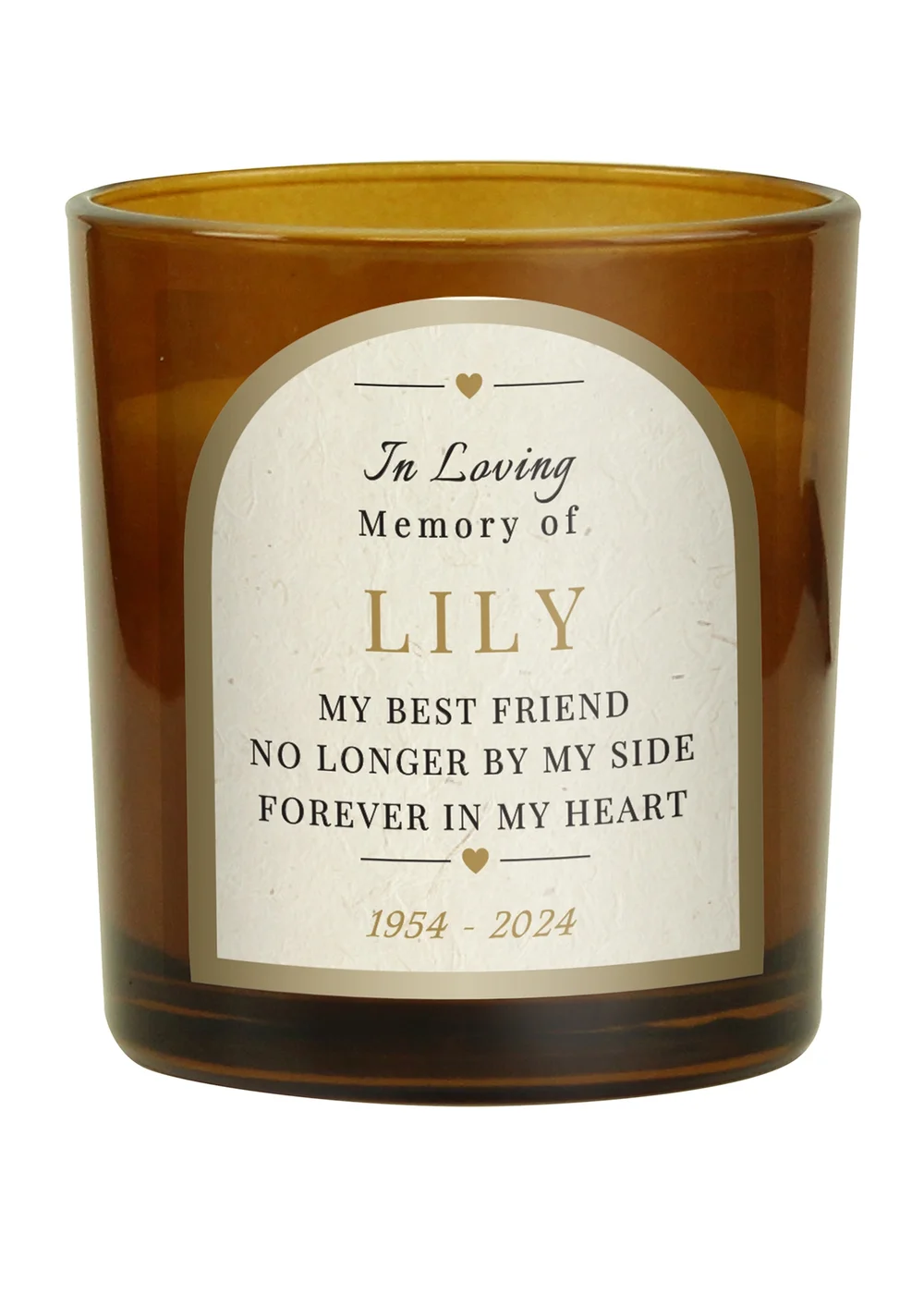 Personalised Memento Company In Loving Memory Amber Glass Candle - One Size Image 2