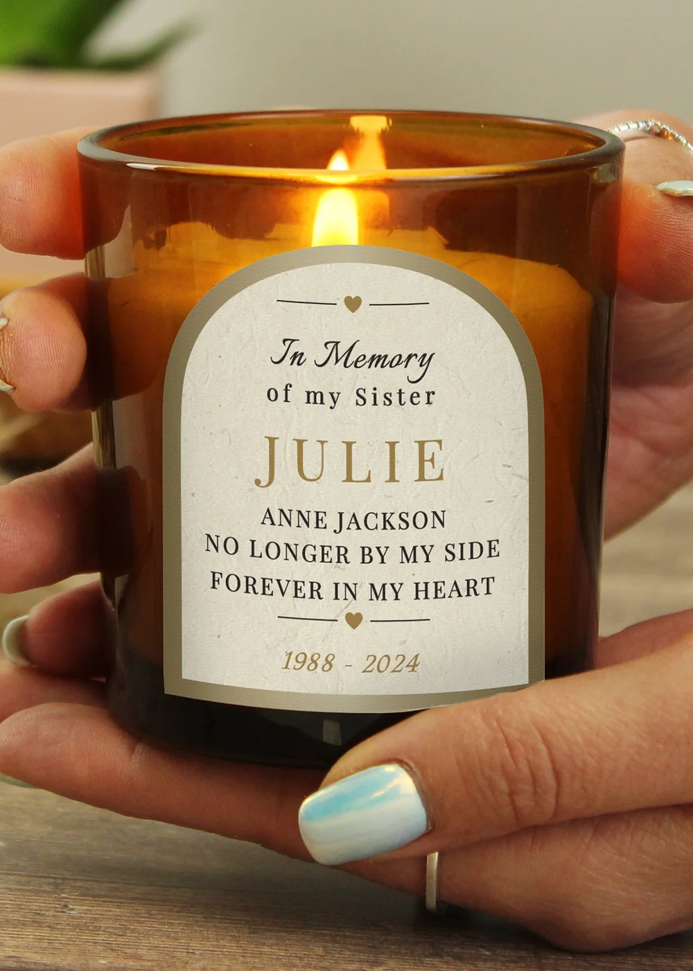 Personalised Memento Company In Loving Memory Amber Glass Candle - One Size Image 1