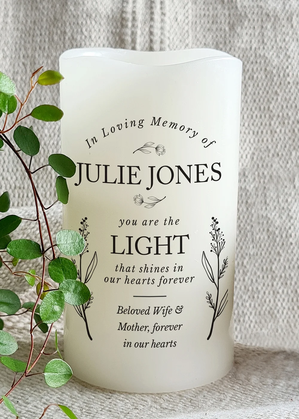 Personalised Memento Company In Loving Memory Cream LED Candle - One Size Image 1