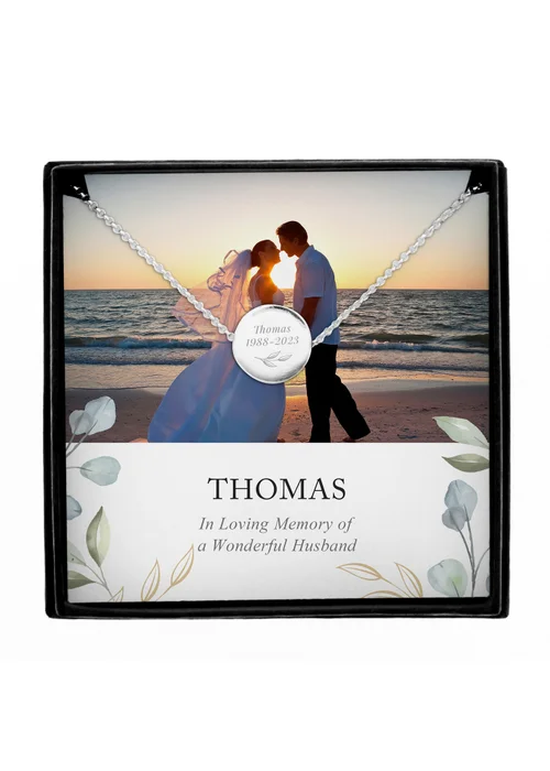 Personalised Memento Company Botanical Memorial Photo Upload Necklace and Box - One Size Image 2