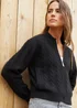 Threadbare Black Ash Zip-Up Cable Knit Bomber Jacket - 12 Image 1