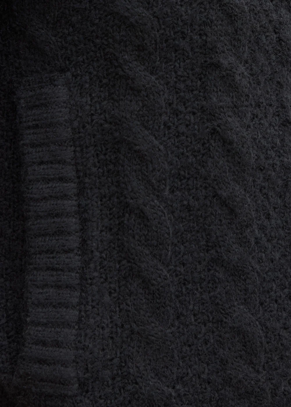 Threadbare Black Ash Zip-Up Cable Knit Bomber Jacket - 12 Image 5