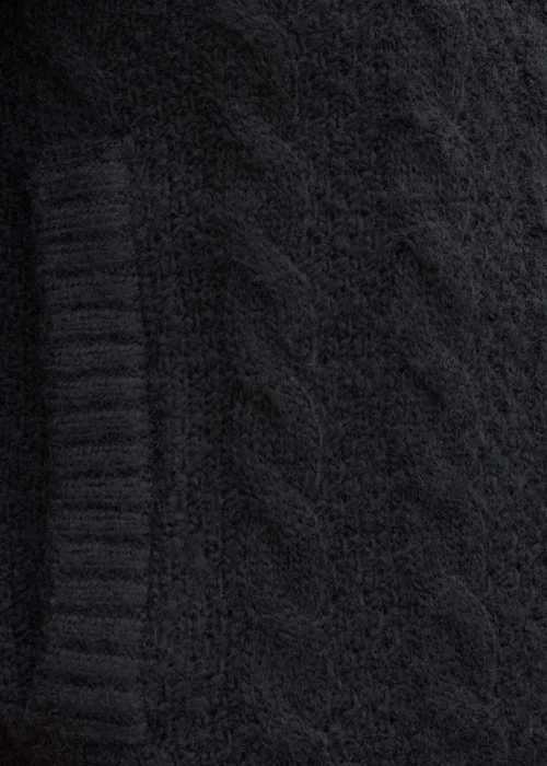 Threadbare Black Ash Zip-Up Cable Knit Bomber Jacket - 12 Image 5