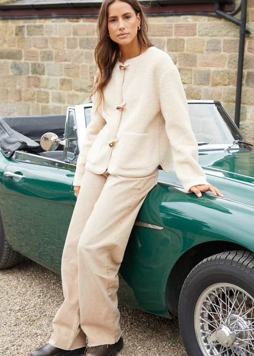 Threadbare Tan Marler Borg Fleece Toggle Jacket - S Image 4