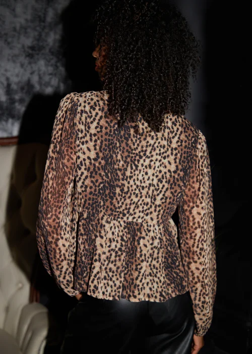 Threadbare Brown Nairn Chiffon Tie Front Smock Blouse - 8 Image 2