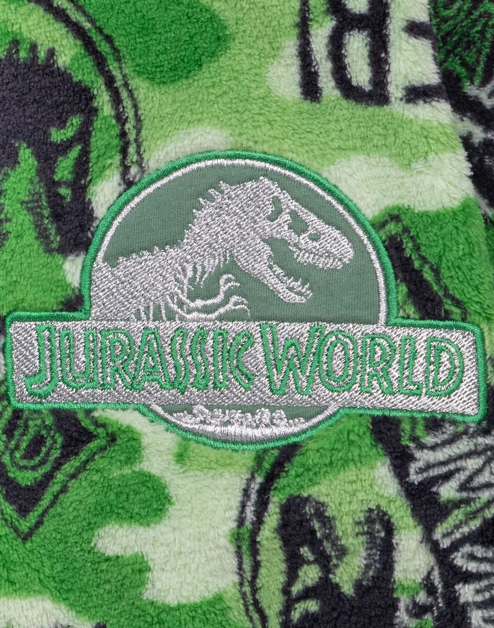 Vanilla Underground Jurassic World Boys Green Camo Logo Print Bathrobe (4 - 12 Years) - Age 4-5 Years Image 5