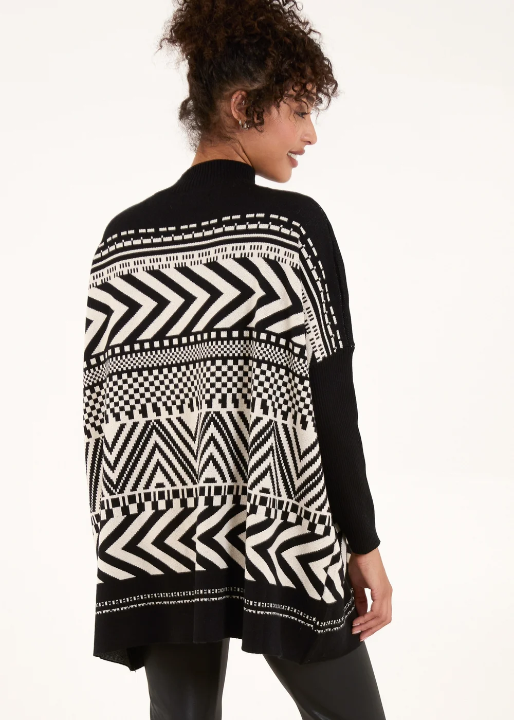 Blue Vanilla Black Abstract Print Round Neck Jumper - One Size Image 2