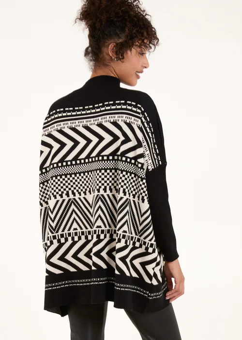 Blue Vanilla Black Abstract Print Round Neck Jumper - One Size Image 2